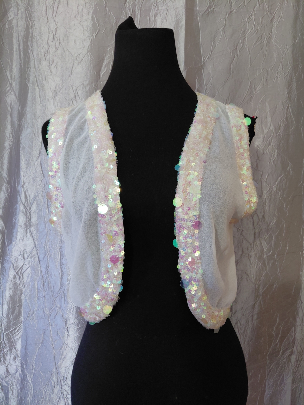 Echo Shrug with Iridescent Sequin Trim